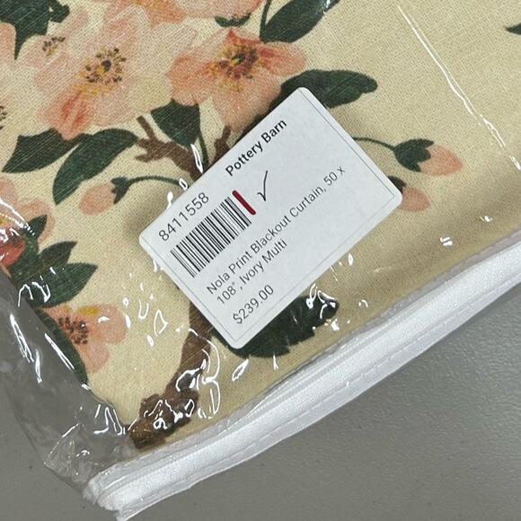 Pottery Barn NOLA Print Ivory 2 in 1 Pole Top Curtain 50" x 108” ONE Panel NEW - Picture 7 of 7